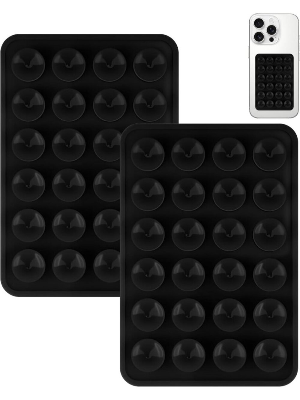 2 Pack Black Silicone Suction Phone Mount Silicon Adhesive Smartphones Case